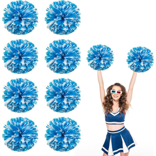8 metalliske cheerleader-pomponer, 30 cm ringformet