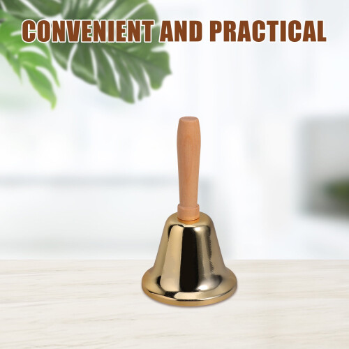 Golden Hand Bell, Iron and Wood, Clear Ring for Kitchen 2