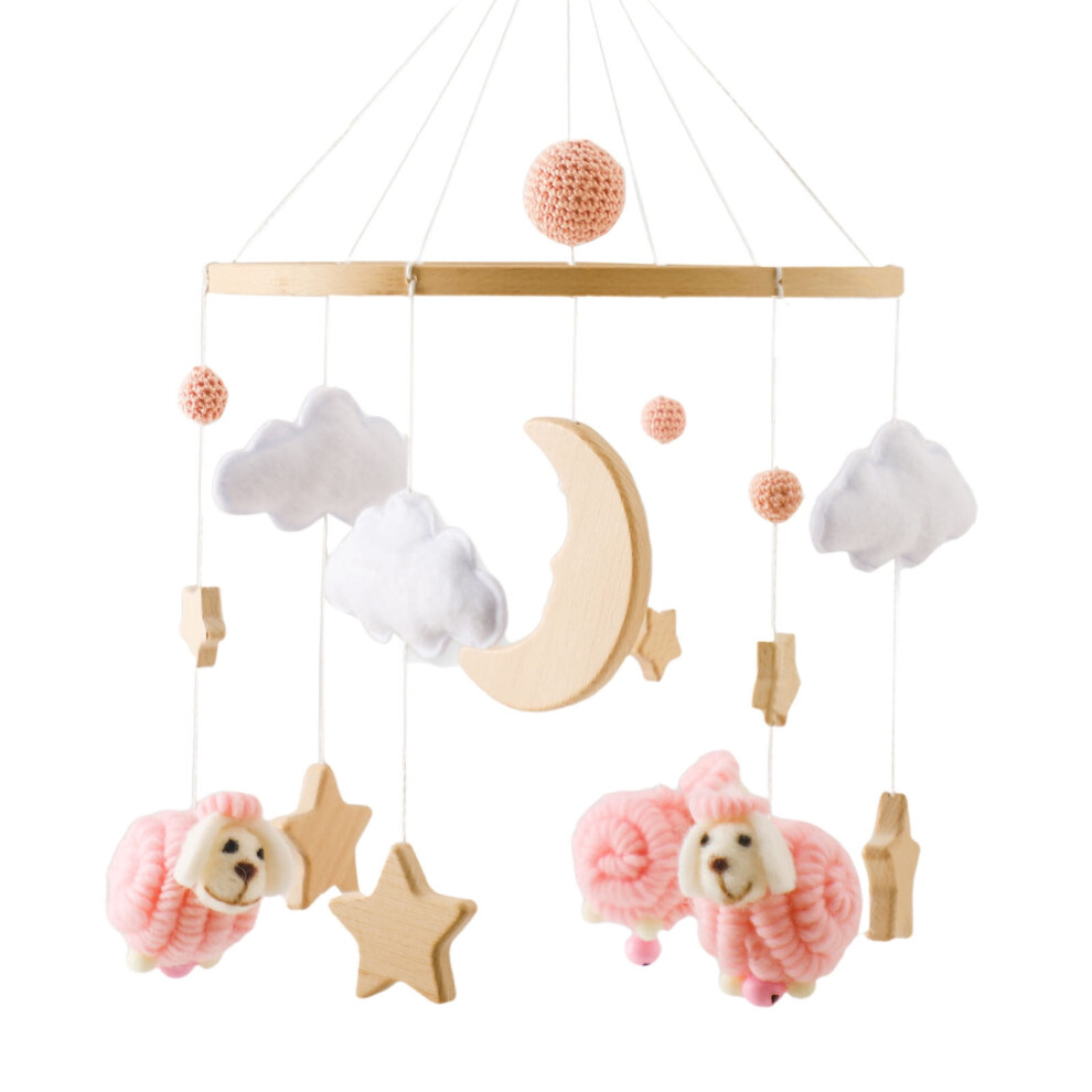 Hangs Baby Crib Mobile for Boys Girls Boho Nursery Bed Ceiling Clouds Moon Pendant Toy Wooden Wind Chime Decoration