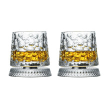Verre à whisky rotatif à 360 (lot de 2), gobelet en cristal avec base stable et désolidarisée – Cadeau original pour homme, mari, père –