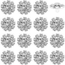 16pcs Clear Round Rhinestone Buttons (0.5 inch Silver Shank) for Garment Decor