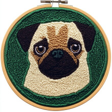 DIY Punch Needle Kit: Cute Pug Dog Design, Easy for Beginners, Includes Hoop & Yarn – 20x20cm Embroidery Set for Craft Lovers