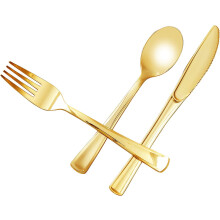 Ensemble de 100 couverts en plastique doré (30 fourchettes, 15 cuillères, 15 couteaux) – Couverts jetables pour fêtes, Thanksgiving, Noël