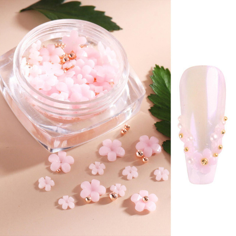 White/Pink/Yellow Flower Nail Rhinestone For Acrylic Nails Art Supplies With Pearls Manicure Diy Nail Decorations For Women Girls
