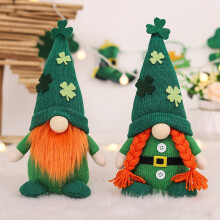 2 Pack St Patrick's Day Plush Decorations, Green Irish Doll Figurines Handmade Elderly Irish Ornaments for Irish Day Home Table Party Decor