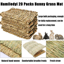 20 Pack Natural Straw Woven Mat for Small Pets - Chewable Bedding & Toy for Rabbit, Guinea, Hamster