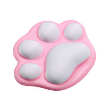 Alfombrilla de ratón rosa claro y gris con forma de huella de gato y suave reposamuñecas para usuarios de ordenador.