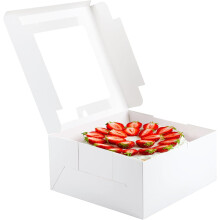 Witte bakdozen met venster, 10 x 10 x 5 inch, 4 stuks