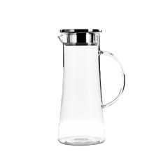 Bouteille et pichet en verre avec couvercle, poignée et bec verseur – Compatible réfrigérateur, limonade, thé glacé, eau chaude/froide