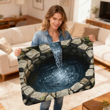 Tapis Ă illusion d'optique 3D – Puits Ă souhaits rĂ©aliste avec eau courante, effet pierre, paillasson antidĂ©rapant (51 x 81 cm), utilisable Ă