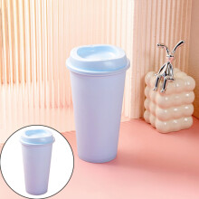 Gobelet réutilisable de 475 ml à couleur changeante avec couvercle, grand gobelet en plastique pour boissons froides, joli gobelet glacé pour