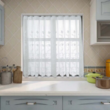 White Sheer Curtains for Living Room & Bedroom Fine Woven Polyester Window Drapes 2-Pack with Rod Pocket 51x18 in & 29x24 in Sizes
