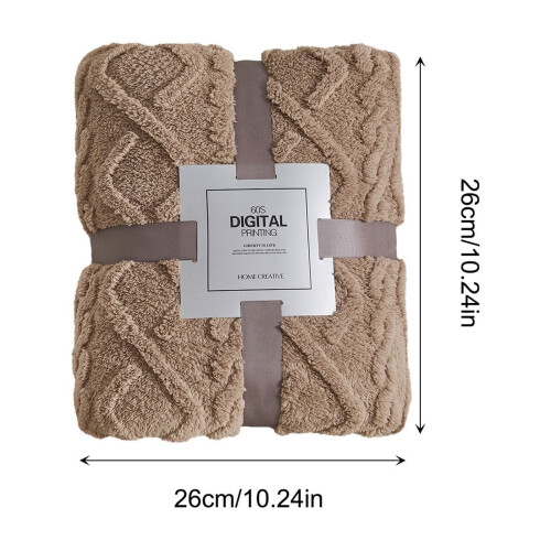 Κουβέρτα ζακάρ με ριμπ ύφανση 3D – Μαλακή, ζεστή, αφράτη μπεζ κουβέρτα για καναπέ 1