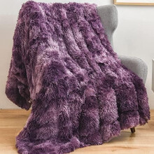 Fuzzy Faux Fur Throw Blanket Violet Purple 50x60 Inch