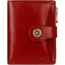Womens Wallet,RFID Blocking Wallet Women Soft Leather Bifold Wallets For Women Card Holder With Removable ID Window winered