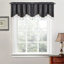 Double-Sided Chenille Window Curtains Tier for Kitchen,Rod Pocket, Burgundy Red Scalloped Valance for Living Room,1PC( 52" W x 18" L)
