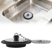 Bathtub Stopper with 15.7" Chain, Universal Sink Drain Plug for 42–45 mm Drains, Compatible with Home Bathroom & Kitchen