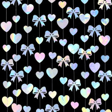 Guirlande de nœuds en forme de cœur holographique irisé – Décoration pour enterrement de vie de jeune fille, mariage, fête prénuptiale,