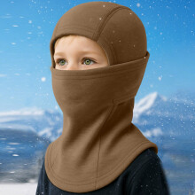14x10.6" Balaclava Fleece Cover Winter Warmer Ski Hood Thermal Cold Weather Gear Windproof Head/Wrap for Boys Girls Outdoor Snow Cycling, Brown