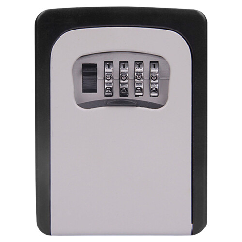Wall-Mounted 4-Digit Weatherproof Key Lock Box, 5-Key Capacity, Resettable Code, Compatible with Indoor/Outdoor/Garage Use