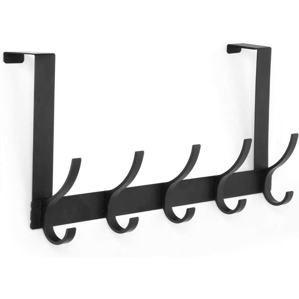 Over-The-Door Hooks With 12 Coat Hooks, Towel Rack For Bathroom & Dorm Â Compatible With Standard Doors (Black, 1 Pack) 9152228439269