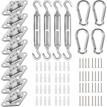Kit de fixation pour voile d'ombrage triangulaire, 30 pièces en acier inoxydable 304 de 15 cm (6 pouces) pour terrasse et jardin.