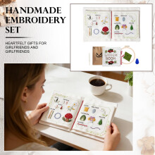 Beginner's Embroidery Stitch Book + Fabric, Backing Paper, Instructions, 30 Stitches & Practice Patterns – DIY Sewing Kit