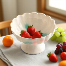 Présentoir à fruits décoratif en céramique avec socle, bol de service pour collations, centre de table, usage domestique et culinaire
