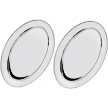 Soro Essentials 18"x12" Stainless Steel Oval Serving Platter (7mm, Set of 2) – Heavyweight Tray for Appetizers, Charcuterie & Desserts