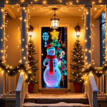 Tapisserie de porte 35" x 71" « Joyeux Noël et Bonne Année » en polyester – Idéale pour porte d'entrée, fête, maison, salle de classe –
