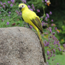 Perroquet artificiel réaliste, décoration oiseau artificiel bleu et jaune plus vrai que nature, 25 x 5 cm, 1 pièce