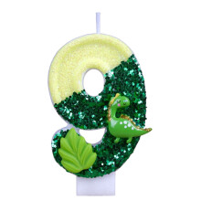 Numeral Birthday Candles - Cake Numeral Candles Number 0-9 Glitter Cake Topper Decoration for Birthday, Wedding Anniversary,Party Celebration (Green)