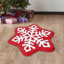 Tapis de Noël en forme de neige, à poils courts, lavable, 40 x 40 cm, pour salon, chambre, chambre d'enfant – Compatible avec les décorations de