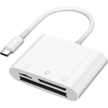USB-C SD Card Reader for iPhone 15/Android/iPad/Mac/Laptop—3-slot (SD/Micro SD/CF), Plug & Play, compatible with iPhone 15, compatible with iPad