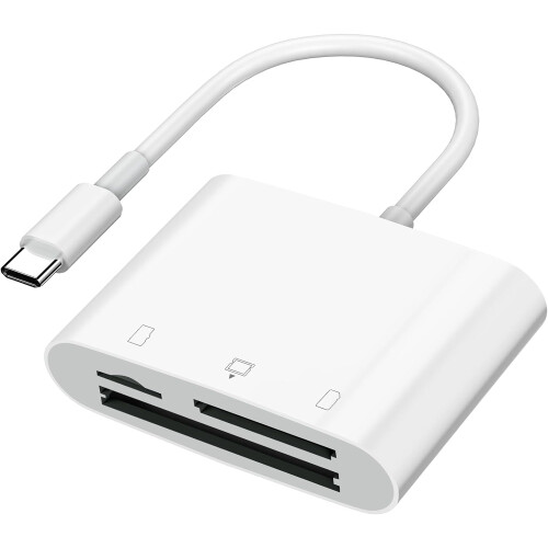 Συσκευή ανάγνωσης καρτών USB-C SD για iPhone15/Android/iPad/Mac/Laptop—3 υποδοχές (SD/Micro SD/CF), Plug & Play,