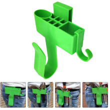 Soporte para llave eléctrica de cintura, estante de almacenamiento de herramientas de plástico verde con ranura y gancho para colgar.