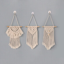 Minkissy Ivory Bohemian Macramé Wandkleed Geweven Tapijt voor Slaapkamerdecoratie, Stijlvol Handgemaakt Woonaccessoire