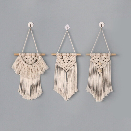 Minkissy Ivory Βοημίας Macrame Κρεμαστή Υφαντή Ταπισερί για Διακόσμηση Υπνοδωματίου, Κομψή