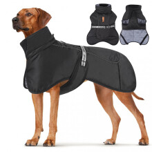 (Black, 4XL) Windproof Dog Winter Coat for Running