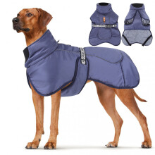 (Navy Blue, 5XL) Windproof Winter Dog Coat for Large Breeds