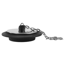 Rubber Sink Plug with 10cm/40cm Stainless Steel Chain for Kitchen Sink Drain – Compatible with Garbage Disposal, Black, 1 Pc