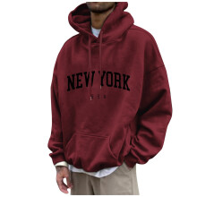 Hoodies Sweatshirt Vinter Lösa Mönstrade Casual Mode Sport Hoodies för män Red2X