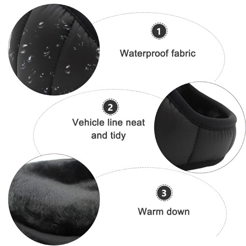 Down Winter Ear Warmers | Behind-the-Head Adjustable & Foldable Earmuffs - black 2