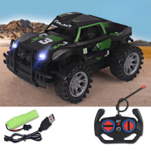 4-Wege-RC-Offroad-Auto mit LED-Scheinwerfern, wiederaufladbarem Akku und stoßfestem Design für Kinder von 3 bis 6 Jahren, Schwarz — Kompatibel