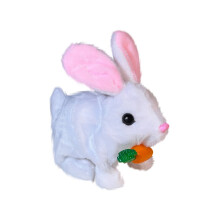 Conejo de Pascua interactivo de peluche: conejo electrónico que camina y salta con orejas que se mueven. Conejo de peluche suave para decoración