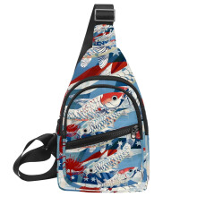 Bolso bandolera pequeño para hombre y mujer con estampado de dibujos animados y bandera de peces, ideal para viajes, como mochila o bolso de hombro.