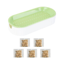 (Oval green 5 packs of cat grass) Cat Grass Kit - Garden & Office Planter Box