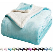 Sherpa fleece twin blanket turquoise reversible 60x80 in