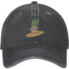 Gorra de béisbol estilo camionero para hombre con estampado divertido de piña surfeando, estilo vintage, desgastada y ajustable, de mezclilla