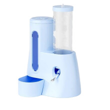 2-in-1 Hamster Water Bottle & Food Dispenser, No-Drip, Compatible with Dwarf Hamster, Squirrel, Hedgehog (Blue, L)